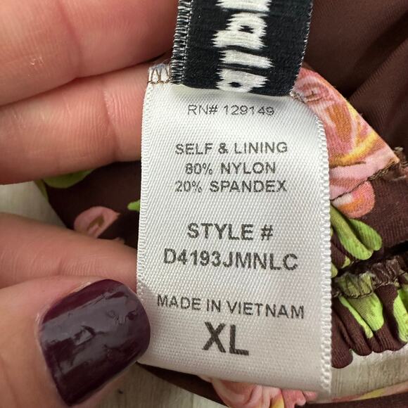 Dippin Daisys Brown Pink Rose Floral Bikini Swimsuit Set Size XL - Picture 5 of 6